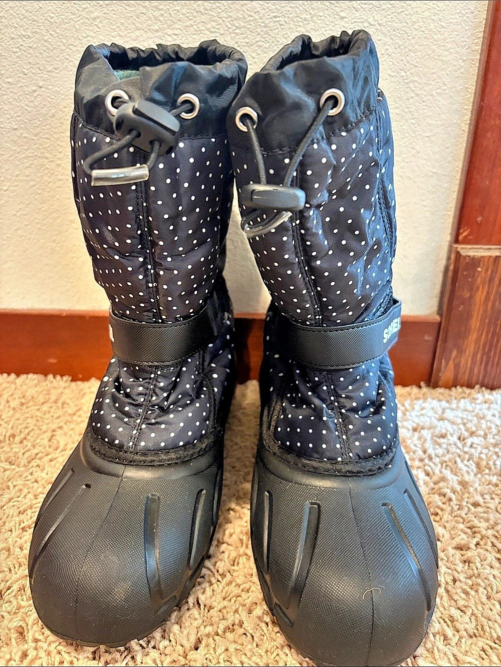 Sorel Youth Snow Boots Polka Dot Black & White US 6